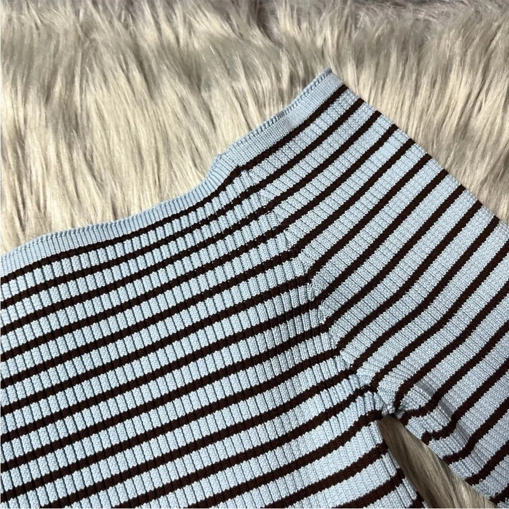 Urban Outfitters Silence Noise Berlin Off Shoulder Blue Brown Striped Sweater